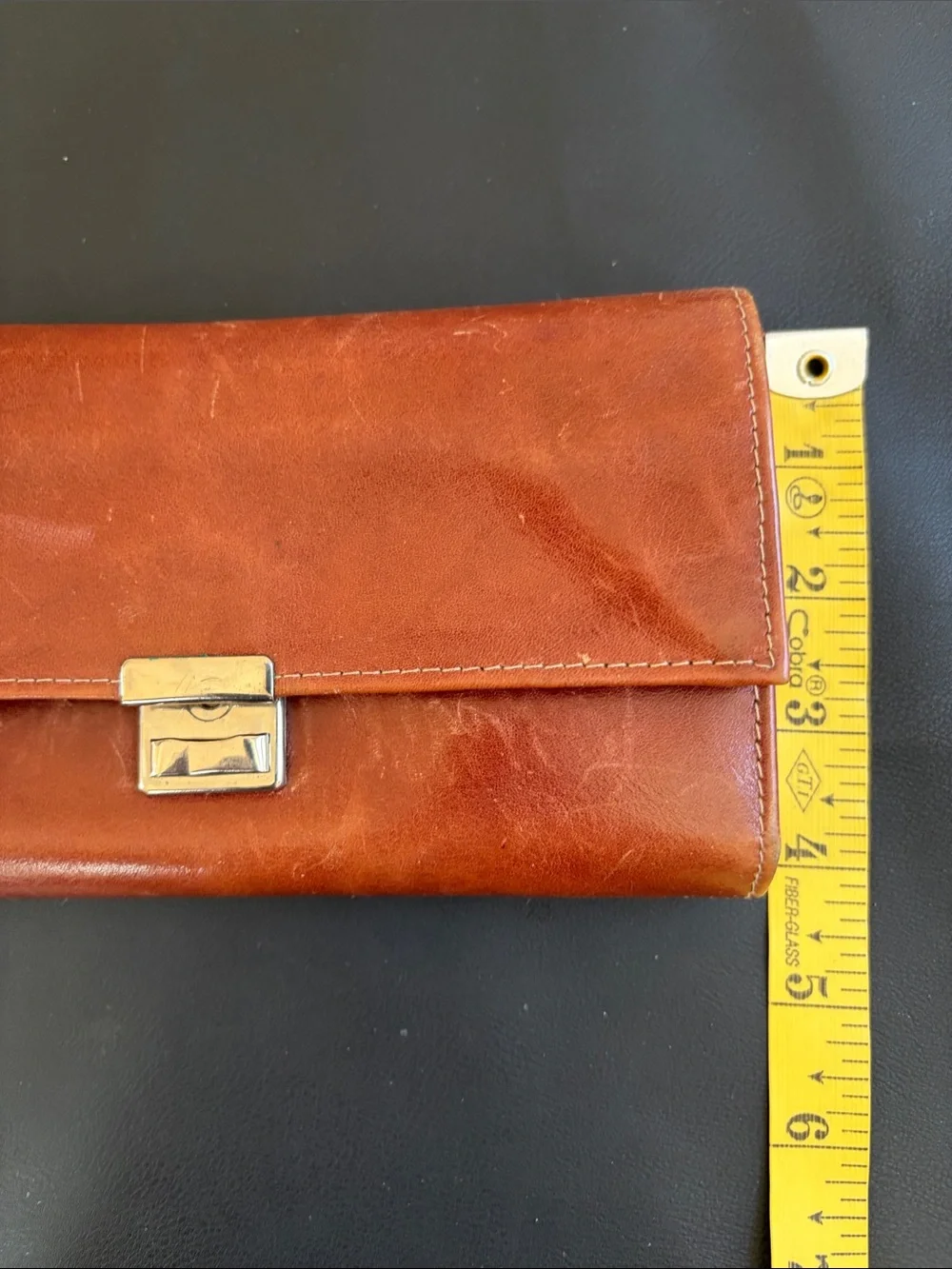 Mavik Italian Leather Cognac Brown Accordion Wallet Clutch